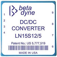 Beta Dyne Offers Low-Noise 15W DC-DCs