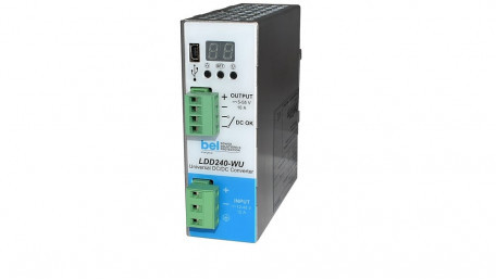 Isolated “Universal” 240-W DC-DC DIN Rail Converter