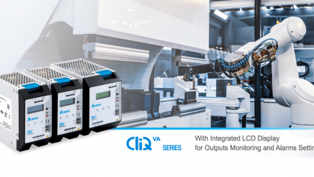 DIN Rail Power Supply with Integrated LCD Display for Monitoring and Alarms