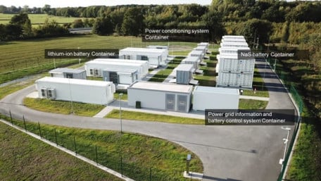 Large-Scale Hybrid Storage System for Grid Stability and Power Trading