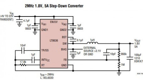42V, 5A Synchronous Step-Down DC-DC with 2.5µA Quiescent Current