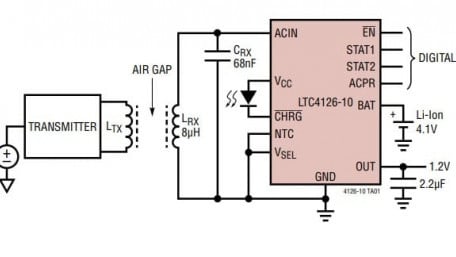 10mA Wireless Li-Ion Charger with 1.2V Step-Down DC-DC