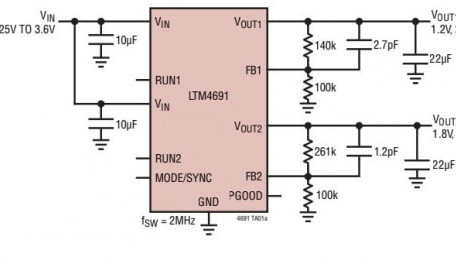 Low VIN, High Efficiency, Dual 2A Step-Down DC-DC Converter