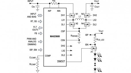 AEC-Q100 Synchronous 60V Buck-Boost LED driver Controller for LED Strings