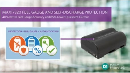Maxim Integrated’s Li+ Fuel Gauge IC Features Continuous Internal Self-Discharge Monitoring and Protection