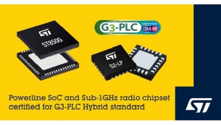 STMicroelectronics First to Announce Certified Chipset for G3-PLC Hybrid Powerline and Wireless Communication