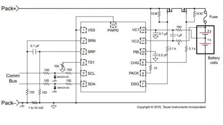 Battery Fuel Gauge with Integrated Protector for 1-2 Series Packs
