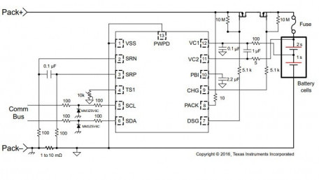 Battery Fuel Gauge with Integrated Protector for 1-2 Series Packs