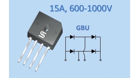 Taiwan Semi’s 15A Bridge Rectifier Features 1000V Rating in Standard GBU Package