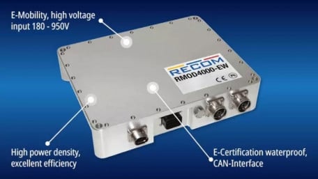 Recom Launches 4 kW DC-DC Converter With 180-950 VDC Input