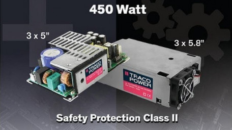 Traco Power’s TPP 450B Series 3x5” Power Supply Offers Safety Protection Class II
