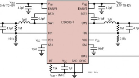 Automotive and Industrial Dual channel 4A, 42V, Synchronous Step-down Converter