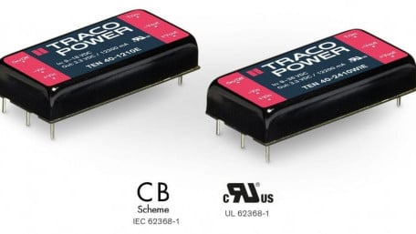 40-Watt Industrial DC-DC Converters offer 2:1 and 4:1 Input Ranges
