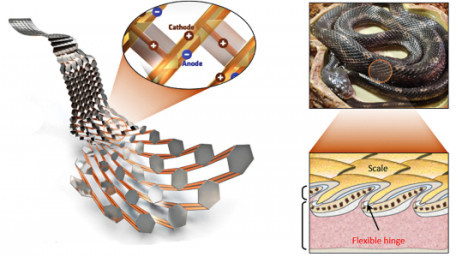 A Flexible and Stretchable Battery Inspired by Snake Scales