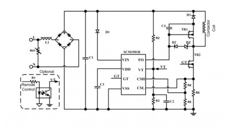 16.5V to 500V Input Contactor Controller Reduces Pick-Up and Holding Power