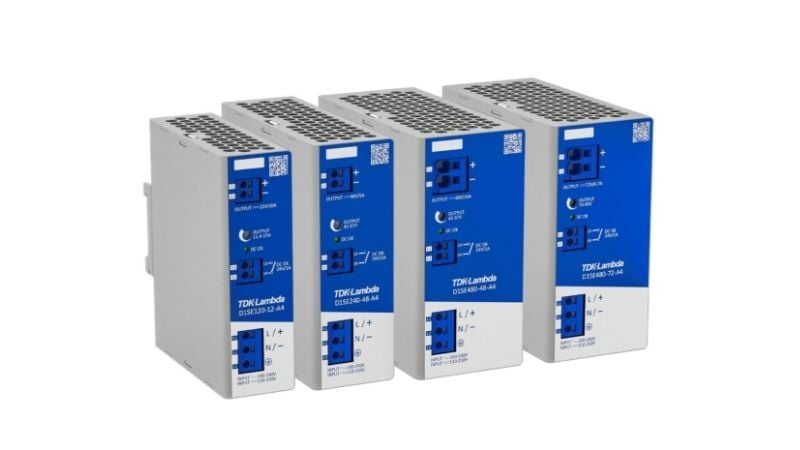 TDK Adds 12, 48, 72 V DIN-Rail Power Supply Models